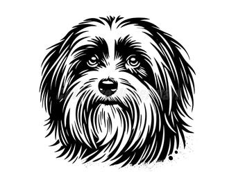 A stencil-style Havanese Svg Dxf and Png files - instant digital downloads