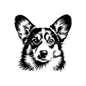 ステンシルスタイルのカーディガンウェルシュコーギーSVG DxfおよびPngファイル - インスタントデジタルダウンロード