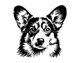 A stencil-style Cardigan Welsh Corgi Svg Dxf and Png files - instant digital downloads