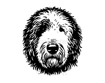 A stencil-style Komondor Svg Dxf and Png files - instant digital downloads