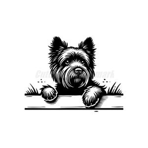 Cute Peeking Cairn Terrier dog Svg Dxf and Png files - instant digital downloads