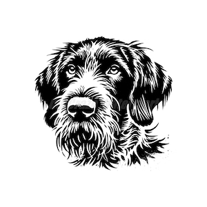 Braco alemán de pelo duro con diseño de plantilla en archivos Svg, Dxf y Png: descargas digitales instantáneas