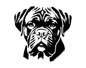 A stencil-style Dogue de Bordeaux Svg Dxf and Png files - instant digital downloads