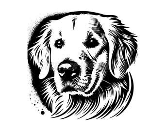 A stencil-style Golden Retriever Svg Dxf and Png files - instant digital downloads