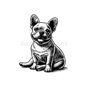 Sitzende Pose Süße französische Bulldogge Svg Dxf und Png Dateien - sofortiger digitaler Download