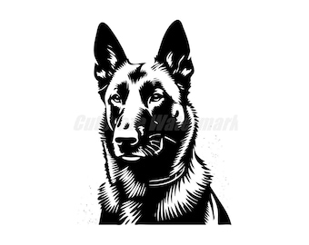 A stencil-style Belgian Malinois Svg Dxf and Png files - instant digital downloads
