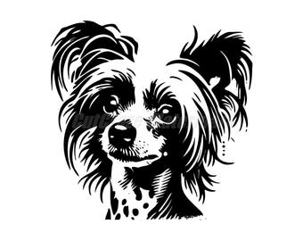 Stencil-Style Chinese Crested Svg Dxf and Png files - instant digital downloads