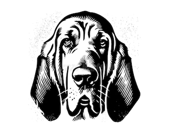 A stencil-style Bloodhound Svg Dxf and Png files - instant digital downloads