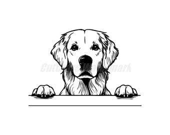 Peeking Golden Retriever dog Svg Dxf and Png files - instant digital downloads