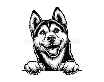 Cute Peeking Siberian Husky Vector – SVG, PNG, DXF (Digital Download)