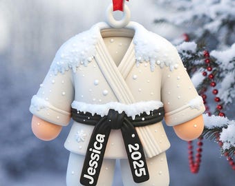 Personalized Karate Uniform Ornaments, Custom Martial Arts Ornaments, Karate Belt With Custom Name,Karate Christmas Gift Ornament, Xmas Gift