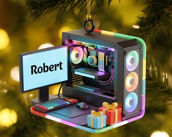 Personlig julgransprydnad för PC-spel, personligt namn för PC-spelare, unik present till spelare, julgranshängande dekoration
