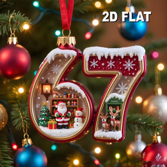 Viral 67 Ornament, Six Seven Ornament, Ornament Gift For Teen, Funny Teen Gift, Grandkid Gift, Gen Alpha Humor, 67 Meme Ornament