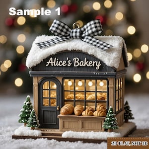 Personalized Mini Bakery Christmas Ornament, Rustic Bread Shop Tree Decoration Gift For Bakers. Custom name
