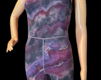 Hand dyed Romper tie dye hippie Jumpsuit Small Geode Agate