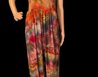 Mono teñido a mano Tie Dye Talla M Festival Hippie Geoda Ágata elástico