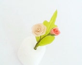 Miniature flowers, Sweet Rose, Natural look in ceramic stone container