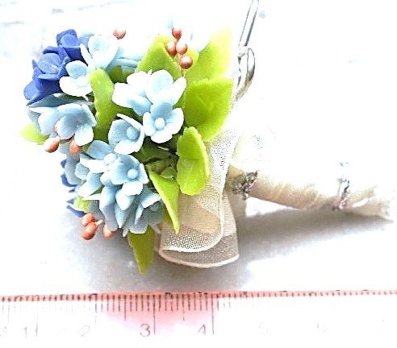Miniature Polymer Clay Flowers Blue Hydrangea Bouquets with Etsy