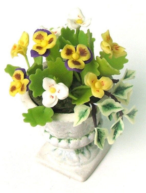 Miniature Polymer Clay Flowers Brigth Yellow Pansy in Roman Etsy