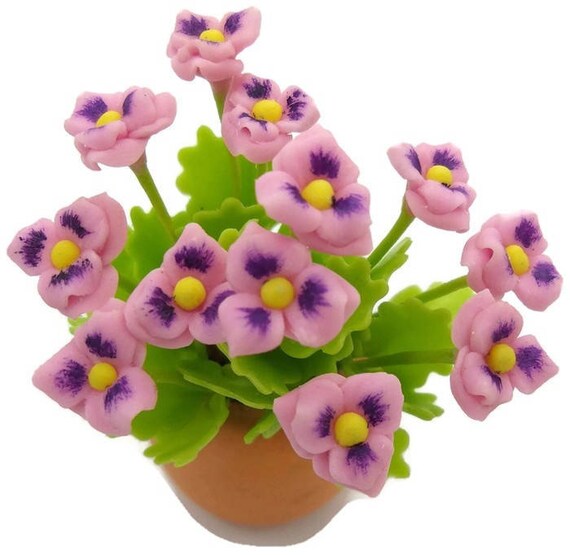 Pansy Miniature Polymer Clay Flowers Supply Dollhouse