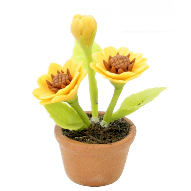 Miniature Polymer Clay Flowers in terracotta pot set of 6 Etsy