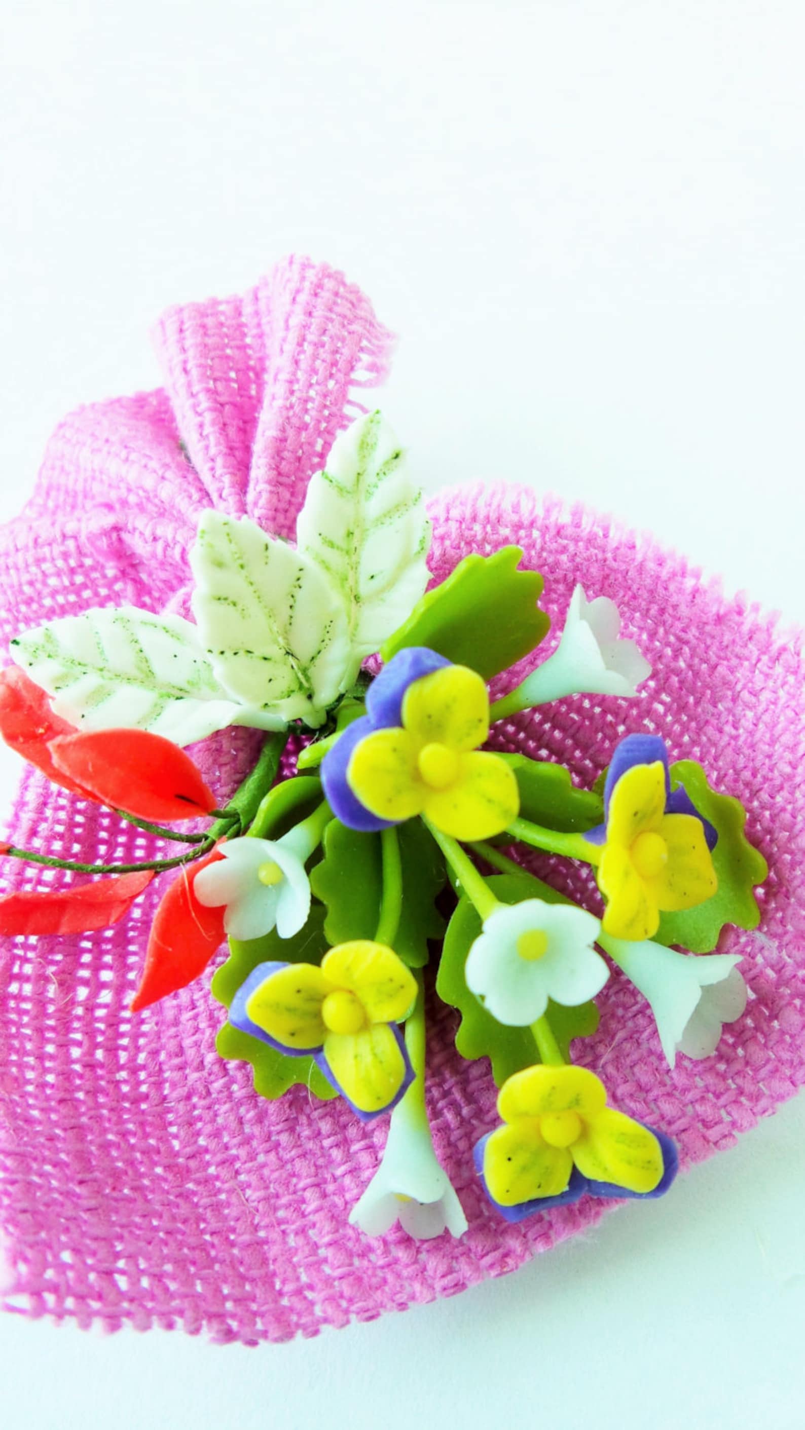 Miniature Polymer Clay Flowers Supplies Pansy Bouquet 1 piece Etsy