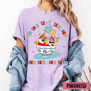 Disney Tweedle Dee & Tweedle Dum T-shirt, Wonderland Tea Cup Ride Graphic Tee, Curiouser Quote Shirt, Disneyland Matching Family Trip Shirts