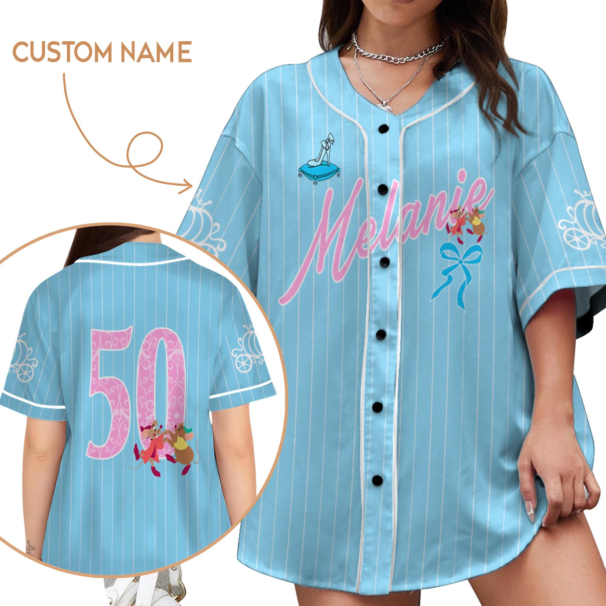 Discover Custom Name Disneyyy Princess Coquette Bow Cinde Gus Jaq Mouse Baseball Jersey