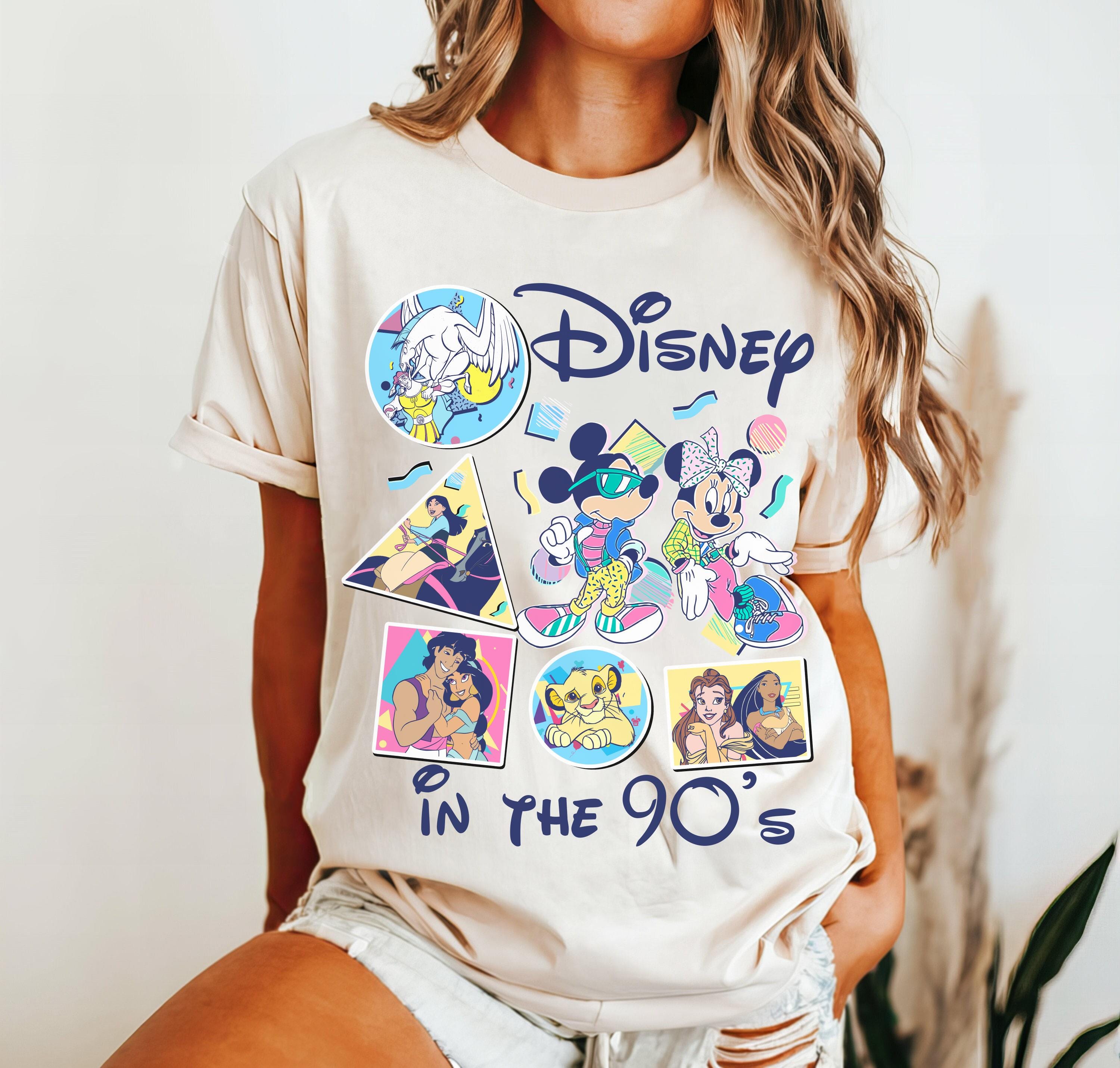Disney Mickey Minnie Hercules Simba Pocahontas Belle Mulan Aladdin In The 90's Shirt, Disneyworld Disneyland Family Matching Trip
