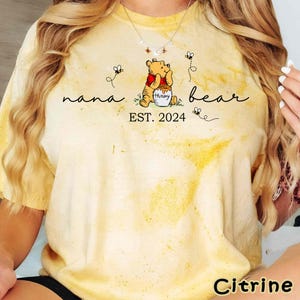 Custom Winnie The Pooh Nana Bear Est 2024 Comfort Color Blast T-shirt, Personalized Grandma With Kids Name Shirt, Gift For Grandmother