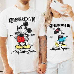 Custom Disney Anniversary Couple Shirt, Personalized Celebrating Magical Years Mickey And Minnie Tee, Disneyland Trip Matching Outfit
