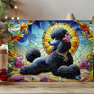 POODLE stained glass look Tempered Glass Cutting Board, Chopping Board, Charcuterie, Gift for Christmas, Dog Lover, Unique Gift, Kitchen