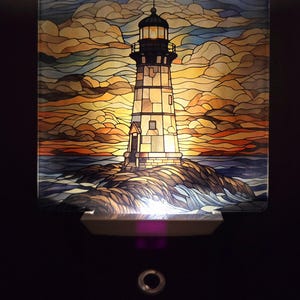 LIGHTHOUSE Plug In Night Light, 9 DESIGNS Bedroom Decor, LED Acrylic, Bedside Night Lights Bathroom Nightlight, Bedroom Hallway Light