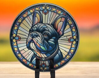 フレンチブルドッグ マグショット 強化ガラスアート フレンチ