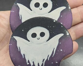 Sous-verres mignons de voiture fantôme, accessoires de voiture gothiques d'Halloween (Ensemble de 2)