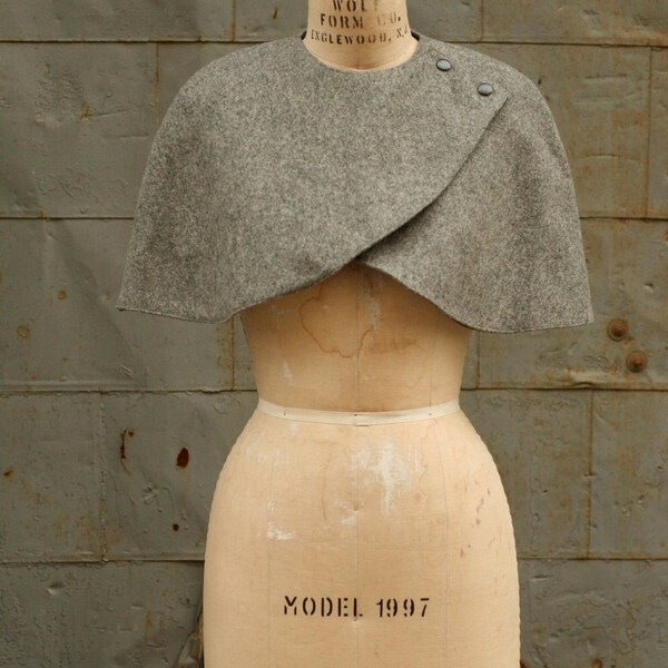 Holiday Sale-  Wool Caplet  No. 2 Gray Made to Order Last One