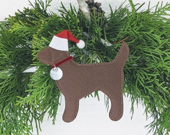 Personalized Black Lab With Wreath Christmas Ornament Free Gift Bag And Free Shipping. Free Personalization