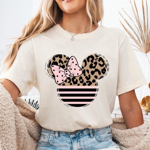 Vintage Disney Leopard Print Minnie Shirt,Kingdom Minnie Mouse,Cute Disney Shirt,Magic Kingdom,Disneyland Girls Trip,Leopard Minnie EarShirt