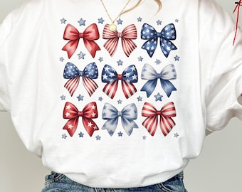 Comfort Colors® USA Bow Shirt, Coquette America Bow Shirt for July 4th, Memorial Day Shirt, USA Shirts, Patriotic Bow Shirts, Election Shirt
