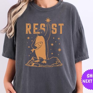 Comfort Colors Penguins  Resist Shirt, Flippers Up Tee, Heard Island Shirt, Subtle FDT Shirtt, Penguins Against Tariffs Tee, Resist TShirt