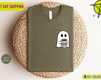 Cute Spooky Coffee Coffee Lover Shirt, Coffee Fall Shirt, Retro Ghost Shirt, Vintage Ghost Shirt,Halloween Shirt,Cute Ghost Shirt,Retro Fall