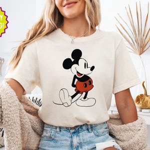 Disney Mickey & Friends Mickey Mouse Vintage Portrait T-Shirt, Mickey Mouse Classic Pose Shirt, WDW Disneyland Family Matching Shirts
