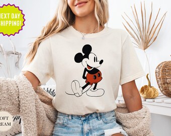 Disney Mickey Mouse Vintage Portrait T-Shirt, Mickey Mouse Classic Pose Shirt, Disneyland Family Matching Shirts, Disney Mickey Mouse Shirt