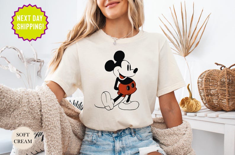 Disney Mickey & Friends Mickey Mouse Vintage Portrait T-Shirt, Mickey Mouse Classic Pose Shirt, WDW Disneyland Family Matching Shirts