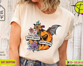 Sorta Sweet Sorta Spooky Shirt, Funny Halloween Shirt, Halloween Wildflower Shirt,Pumpkin Shirt,Halloween Women's Shirt,Halloween Fall Shirt