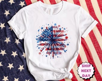 USA Firework Women Shirt,4th Of July Shirt,Independence Day Shirt,America Shirt,Red White Blue Shirt,Patriotic Shirt,USA Shirt,American Flag