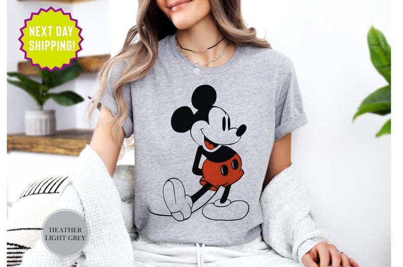 Disney Mickey & Friends Mickey Mouse Vintage Portrait T-Shirt, Mickey Mouse Classic Pose Shirt, WDW Disneyland Family Matching Shirts