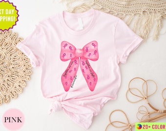 Pink Bow Breast Cancer Shirt, Cancer Survivor Shirt, Breast Cancer Awareness Shirt, Together We Fight We Win Bow Coquette Shirt,We Wear Pink