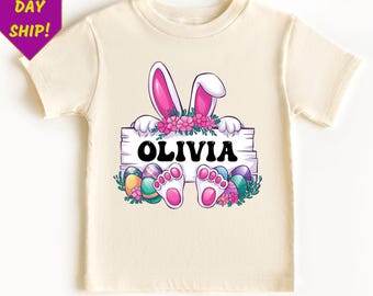 Custom Name Shirt For Easter, Personalized Bunny Shirt For Kids, Customized Easter Gift For Toddler, Easter Shirt Kids,Easter Toddler Outfit