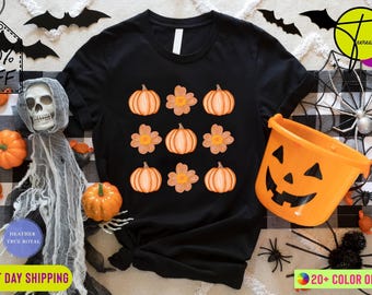 Vintage Floral Pumpkins T-shirt, Retro Pumpkin Tshirt, Cute Fall Shirt , Halloween Shirt, Retro Halloween Shirt Fall Tshirt, Halloween Gift